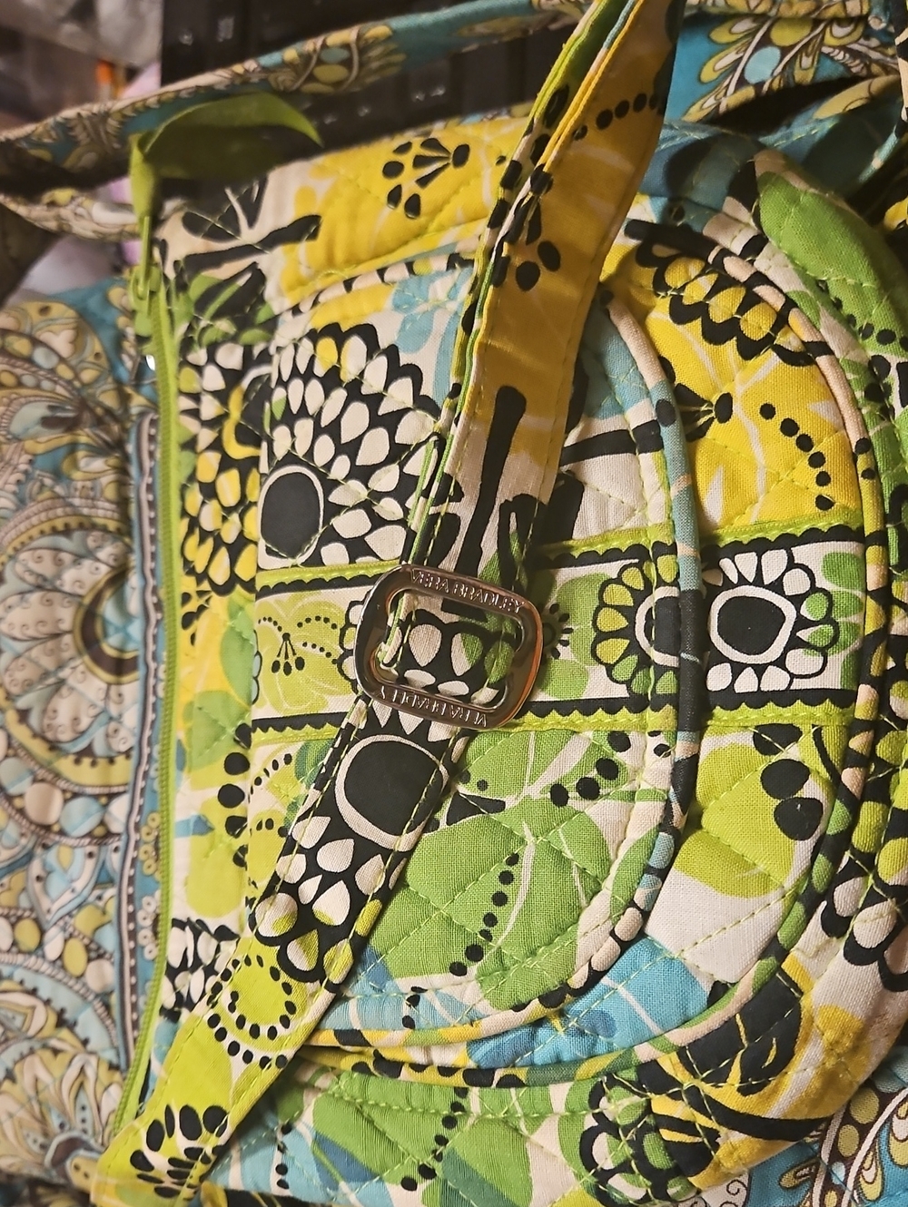 Vera Bradley Yellow Lime Floral Quilted Crossbody Bag
